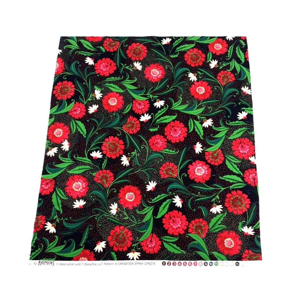 Carnation Spray Fat Quarter Fabric Square 100% Cotton 18" x 21" Minimum Kanvas